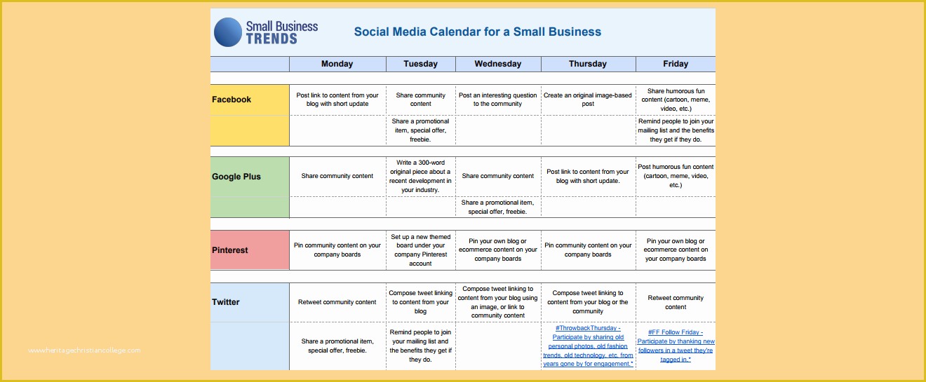 Free social Media Calendar Template Of social Media Calendar Template for Small Business