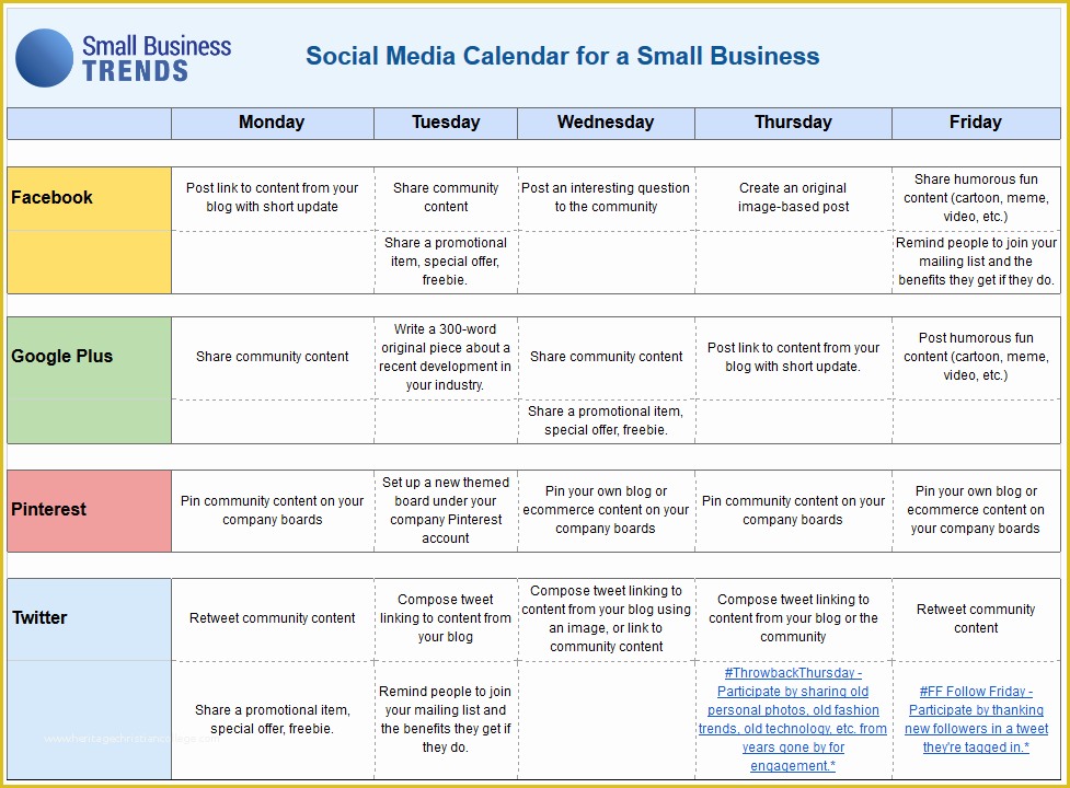 Free social Media Calendar Template Of social Media Calendar Template for Small Business