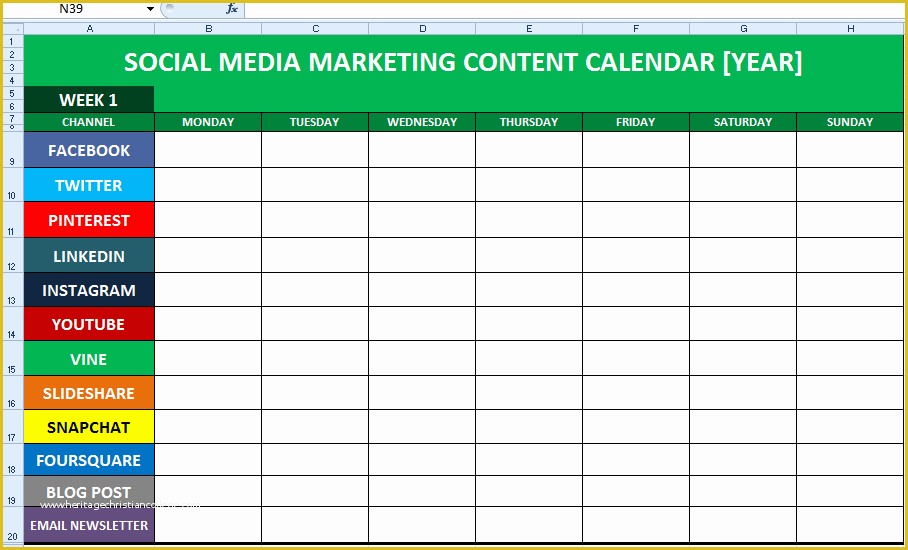 Free social Media Calendar Template Of social Media Content Calendar Template Excel