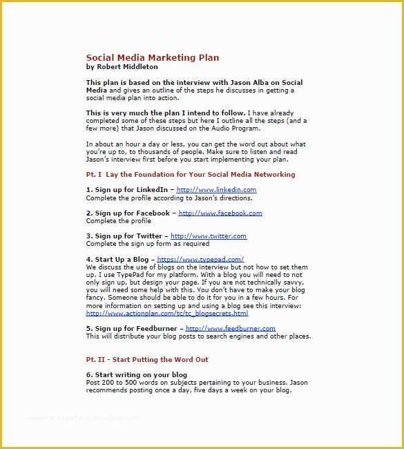 Free social Media Marketing Plan Template Of 10 social Media Marketing Plan Templates Free Sample