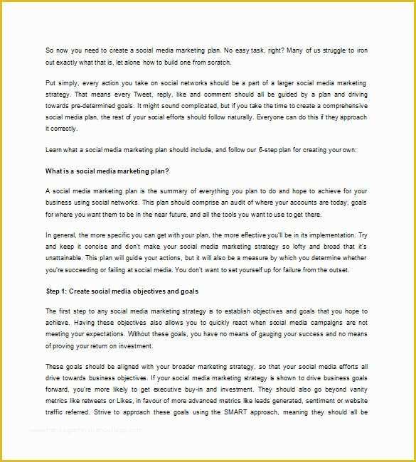 Free social Media Marketing Plan Template Of 10 social Media Marketing Plan Templates Free Sample