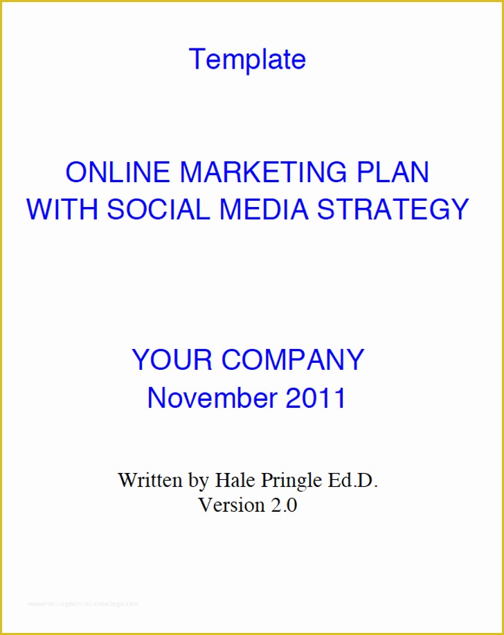 Free social Media Marketing Plan Template Of social Media Marketing Plan Template Template Free