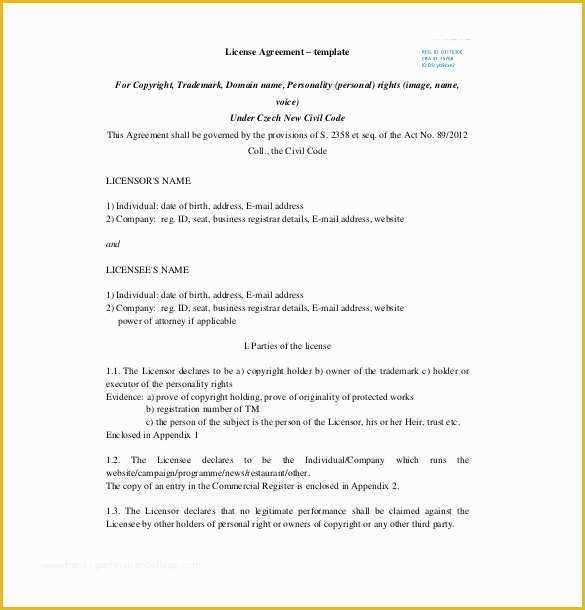 Free software License Agreement Template Of 13 License Agreement Templates – Free Sample Example