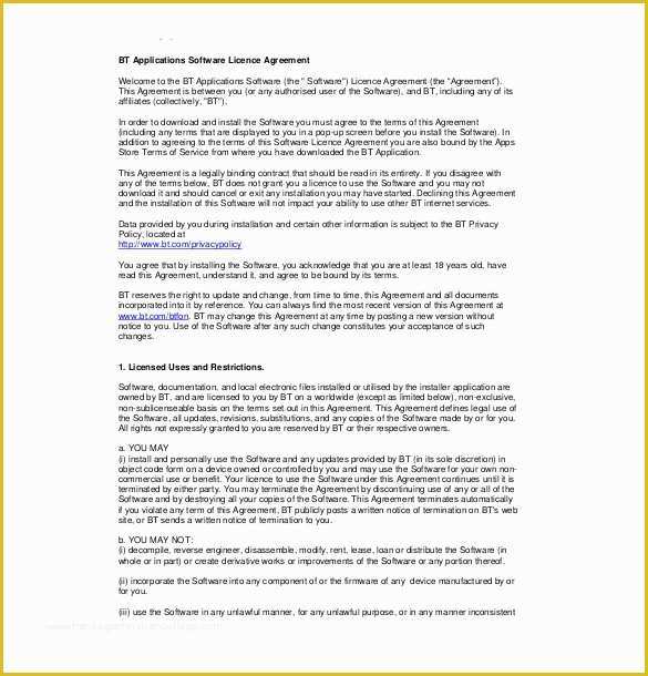 Free software License Agreement Template Of 13 License Agreement Templates – Free Sample Example