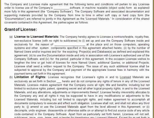 Free software License Agreement Template Of 6 Free software License Agreement Templates Excel Pdf