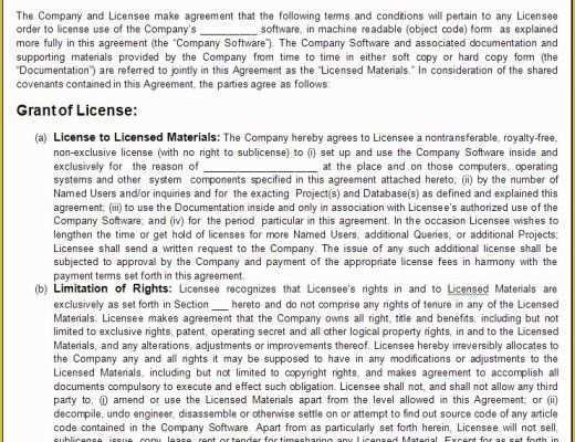 Free software License Agreement Template Of 6 Free software License Agreement Templates Excel Pdf