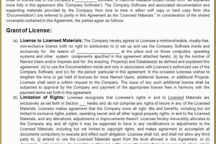 Free software License Agreement Template Of 6 Free software License Agreement Templates Excel Pdf