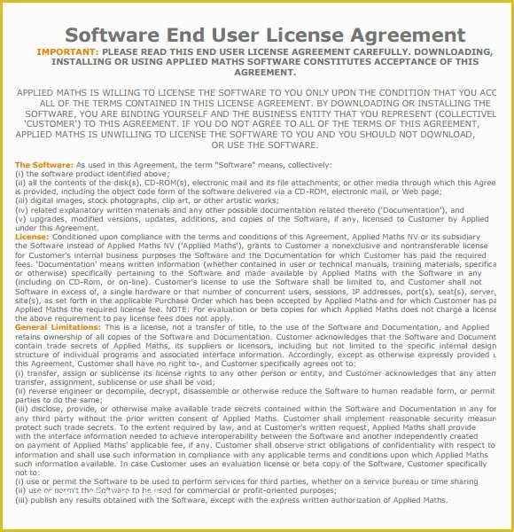 Free software License Agreement Template Of 8 Sample License Agreements – Pdf Doc
