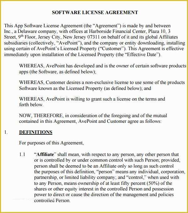 Free software License Agreement Template Of 8 Sample Useful software License Agreement Templates