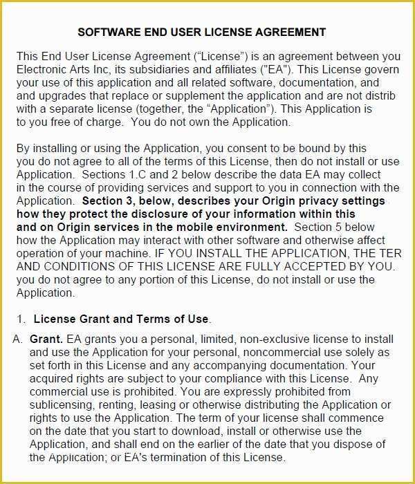 Free software License Agreement Template Of End User License Agreement 6 Free Pdf Doc Download