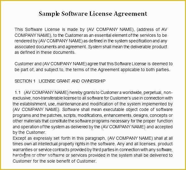 Free software License Agreement Template Of End User License Agreement Template