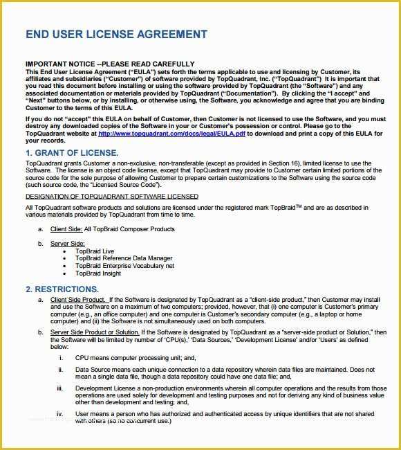Free Software License Agreement Template Of Enterprise Software License Free Software License Agreement Template Of Enterprise Software License