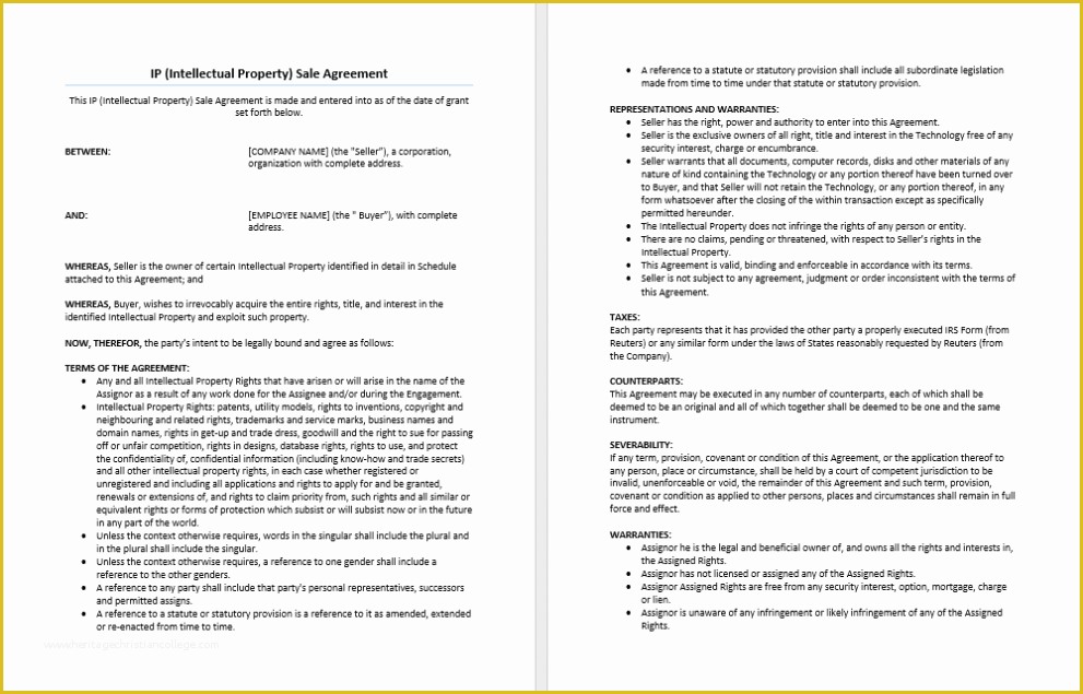 Free software License Agreement Template Of Great Ip Sale Agreement Template Example for software