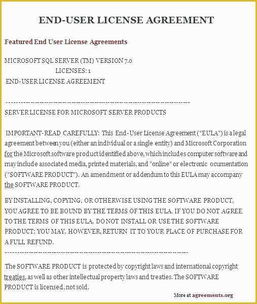 Free software License Agreement Template Of Sample software License Agreement Template