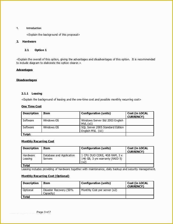 Free software Proposal Template Of Sample Document Hardware software Proposal