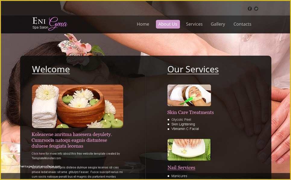 Free Spa Website Templates Of Free Spa Salon Web Template