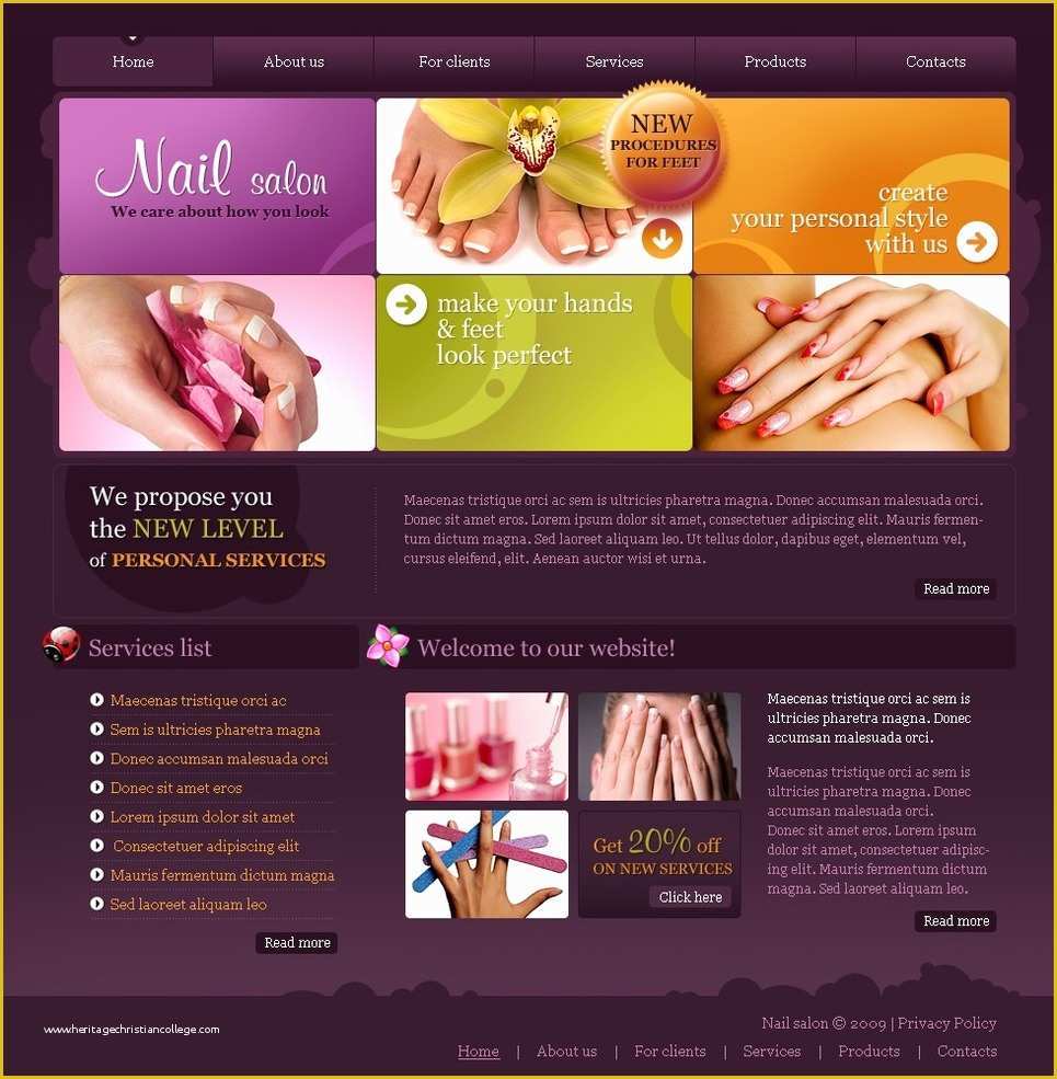 Free Spa Website Templates Of Nail Salon Website Template