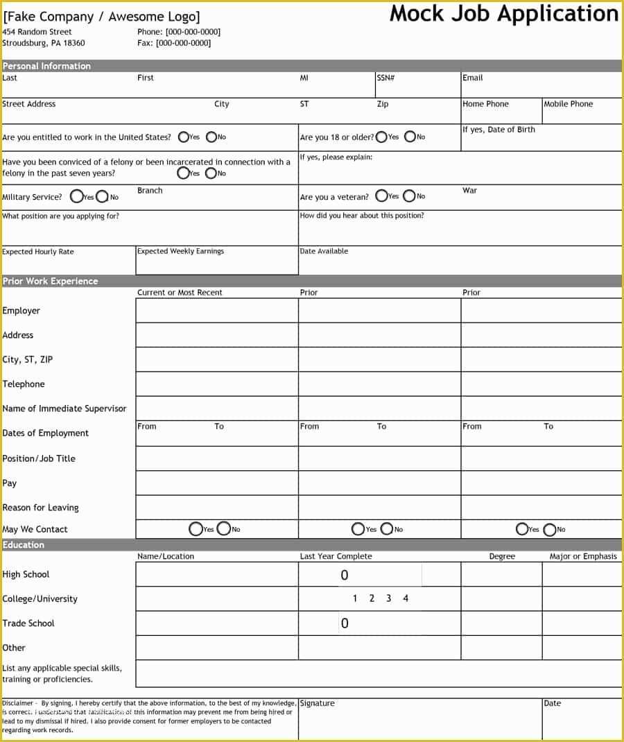 Free Spanish Job Application Template Of 50 Free Employment Job Application form Templates