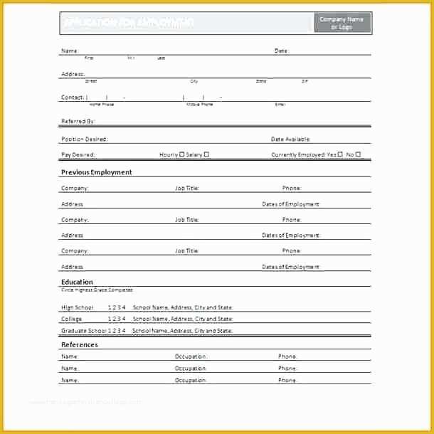 Free Spanish Job Application Template Of Free Printable Application for Employment Template Job