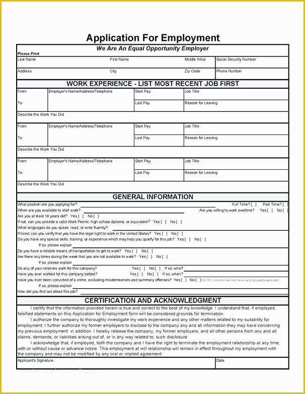 Free Spanish Job Application Template Of Free Printable Application for Employment Template Job
