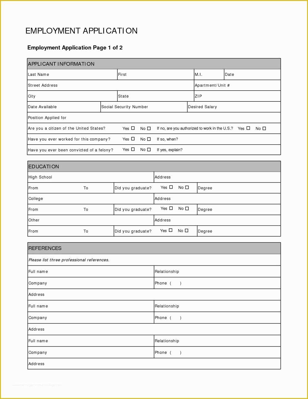 Free Spanish Job Application Template Of Free Printable Basic Job Application form Job
