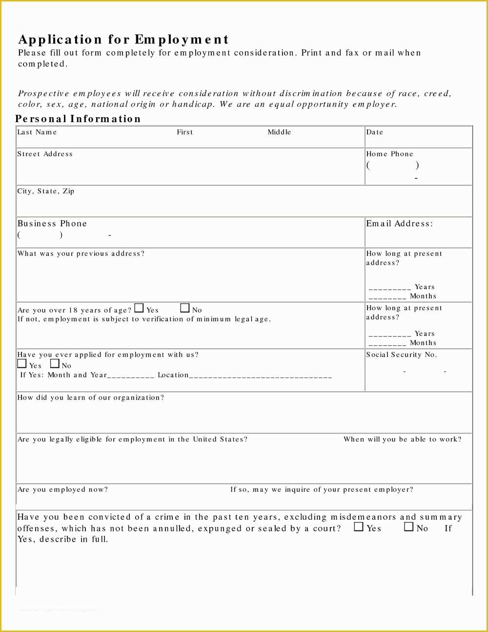 Free Spanish Job Application Template Of Free Printable Generic Job Application Template Job