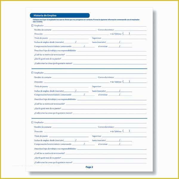 Free Spanish Job Application Template Of Generic Job Application In Spanish