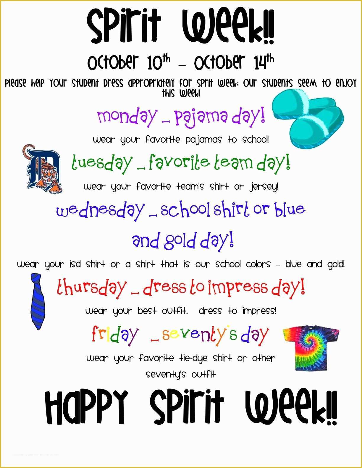 Free Spirit Week Flyer Template Of 22 Have A Spirit Week