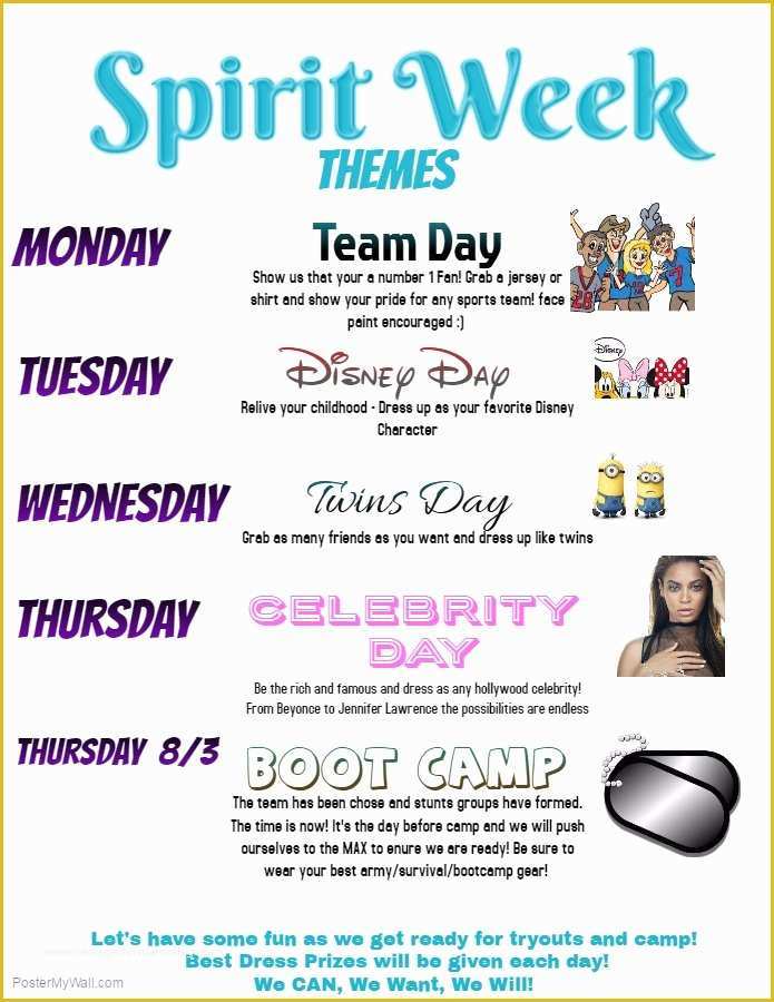 Free Spirit Week Flyer Template Of Charger Cheer On Twitter &quot;the Countdown for Tryouts