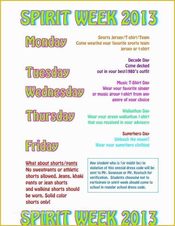 Free Spirit Week Flyer Template Of Donslink Spirit Week