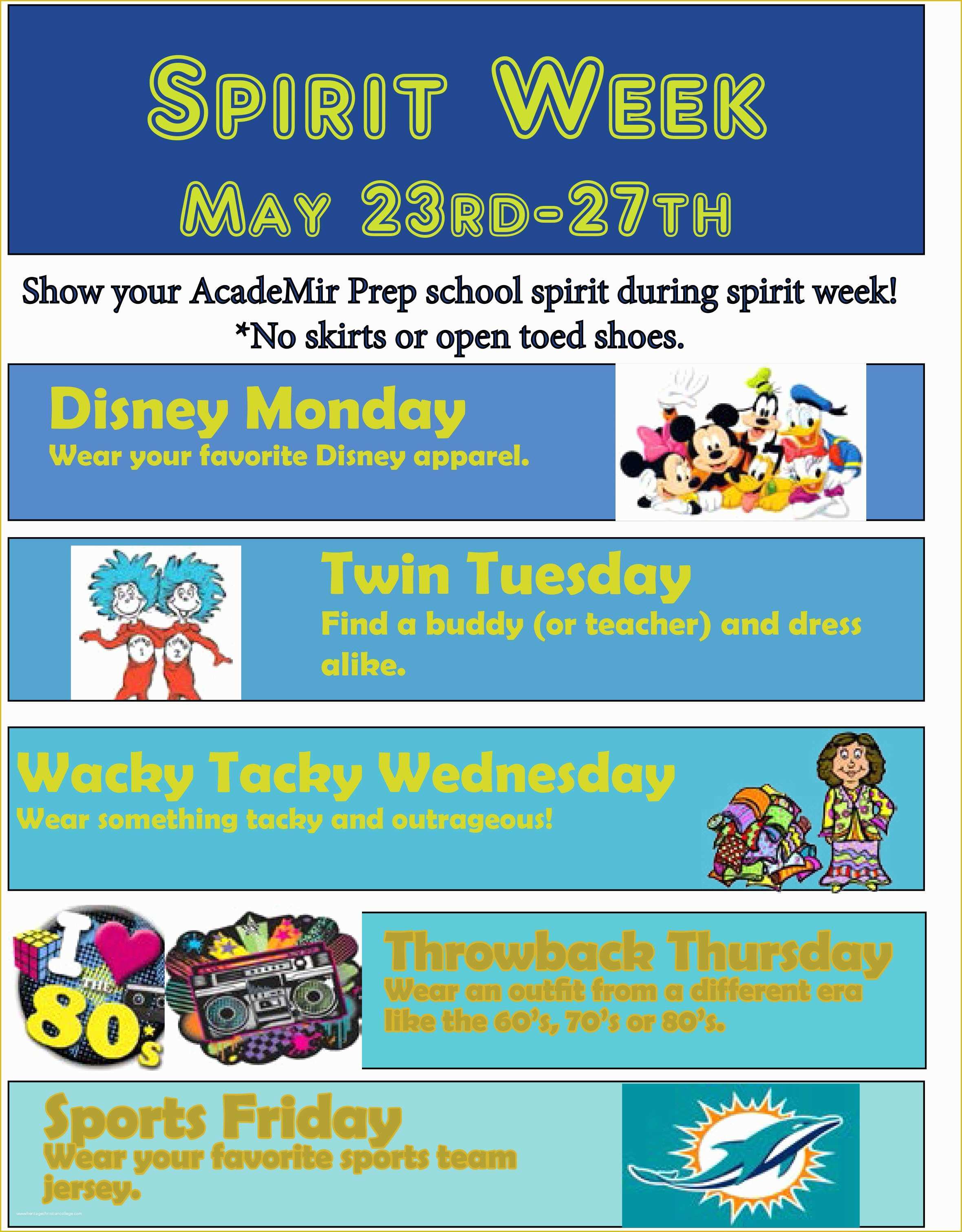 Free Spirit Week Flyer Template Of May 2016