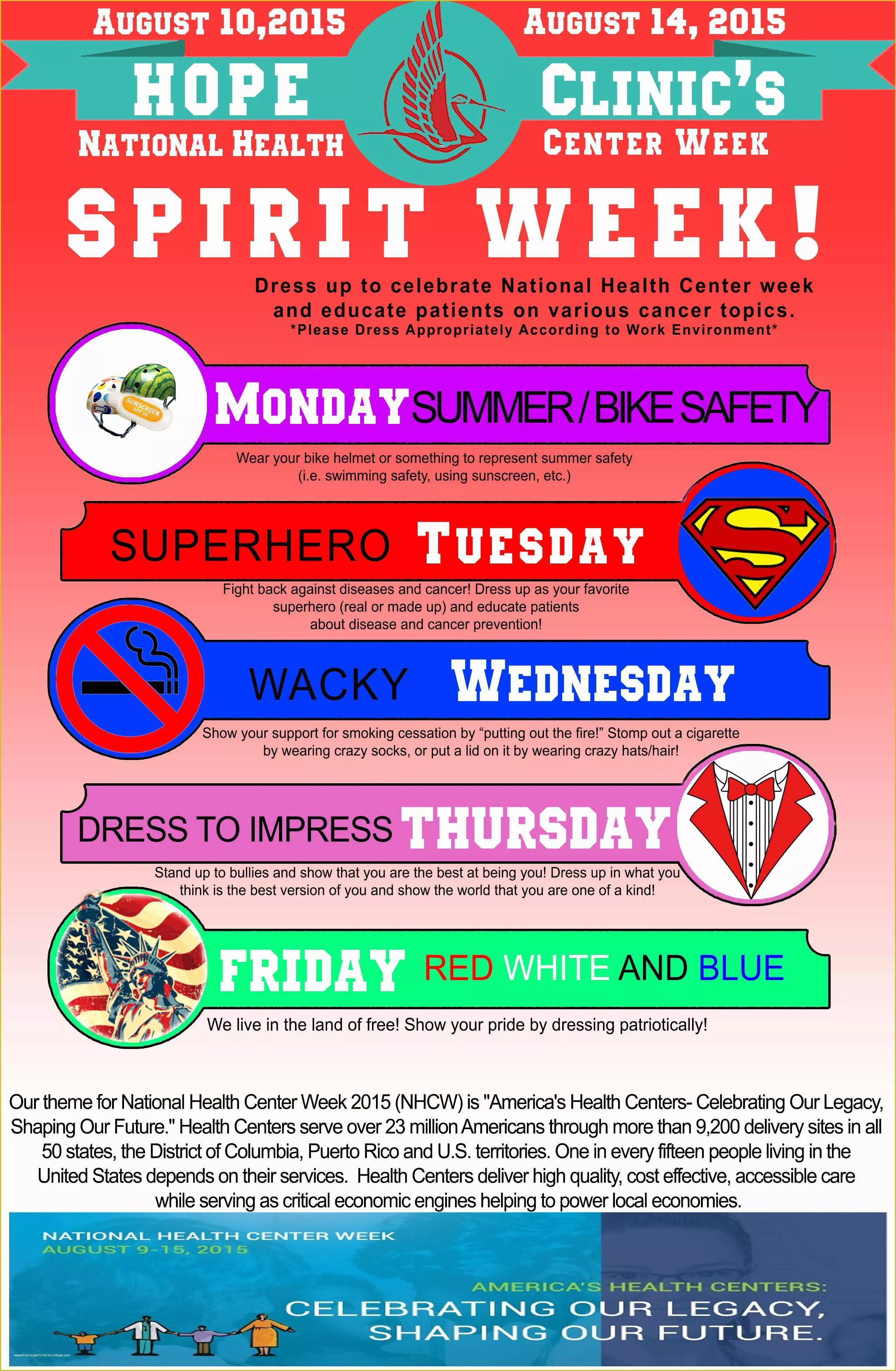 Free Spirit Week Flyer Template Of National Health Center Week 2015 Nhcw