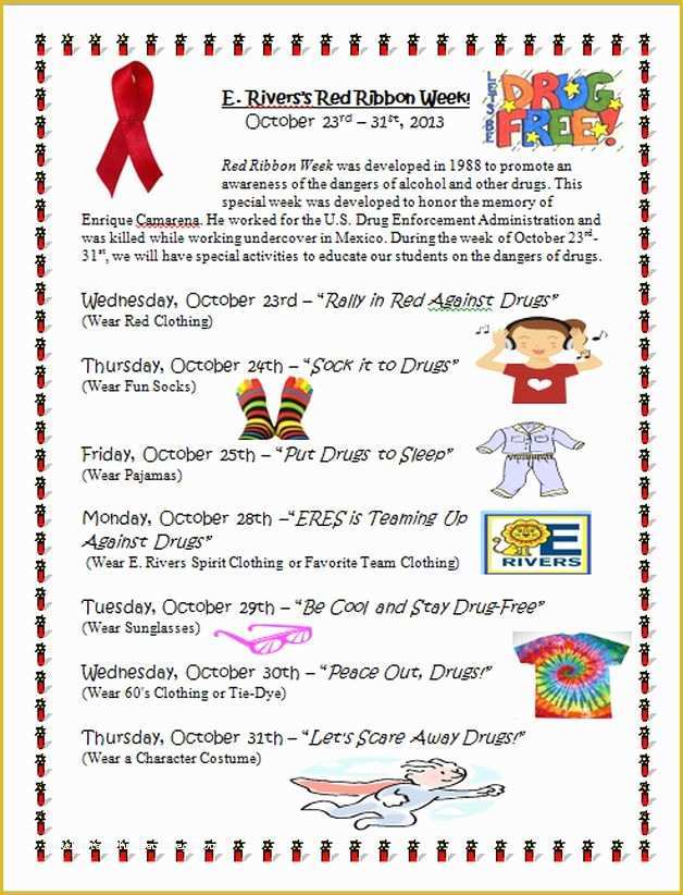 Free Spirit Week Flyer Template Of Red Ribbon Week Flyer Includes Rationale Dress Up Spirit