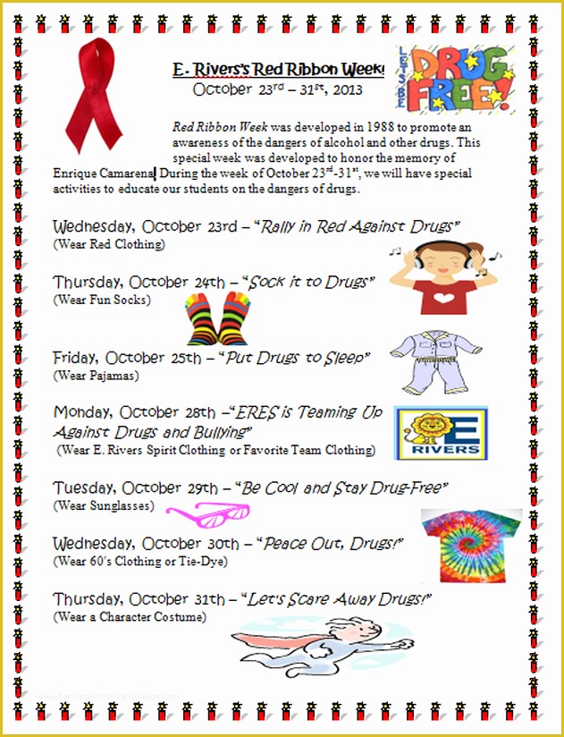 Free Spirit Week Flyer Template Of Red Ribbon Week School