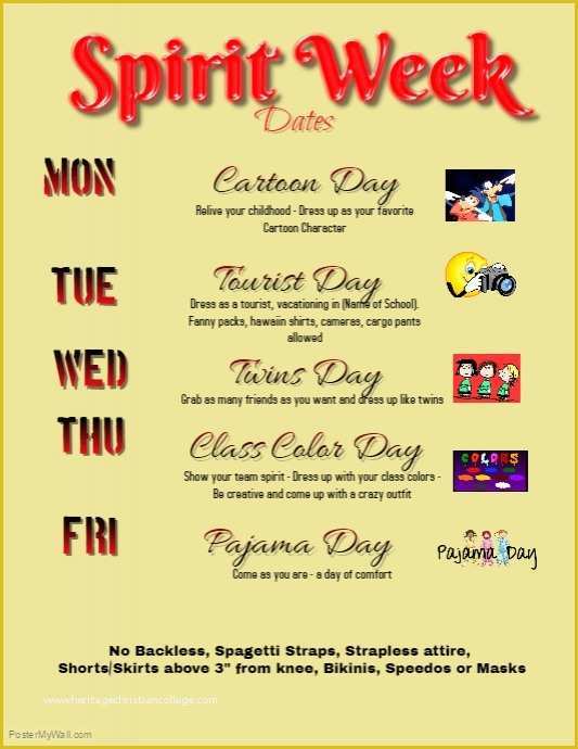 Free Spirit Week Flyer Template Of Spirit Week Flyer Template