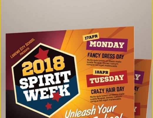 Free Spirit Week Flyer Template Of Spirit Week Flyer Templates On Behance