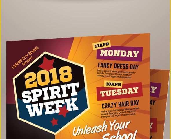 Free Spirit Week Flyer Template Of Spirit Week Flyer Templates On Behance