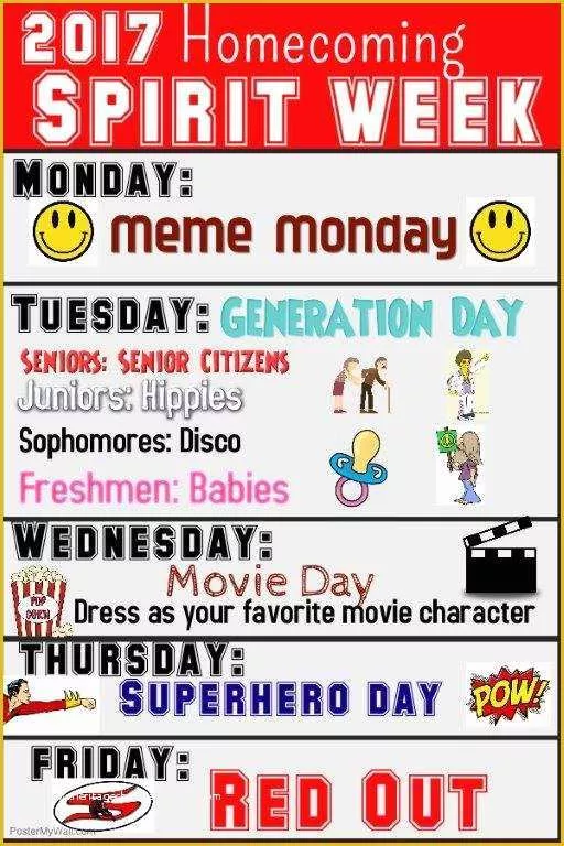 Free Spirit Week Flyer Template Of Stuco Home Ing Dress Up Days 2017 Sharyland High School