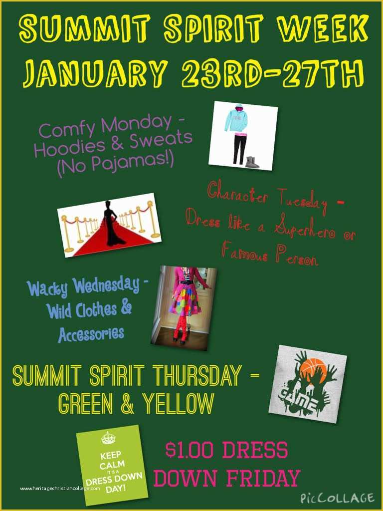 Free Spirit Week Flyer Template Of the Gallery for School Spirit Week Flyer