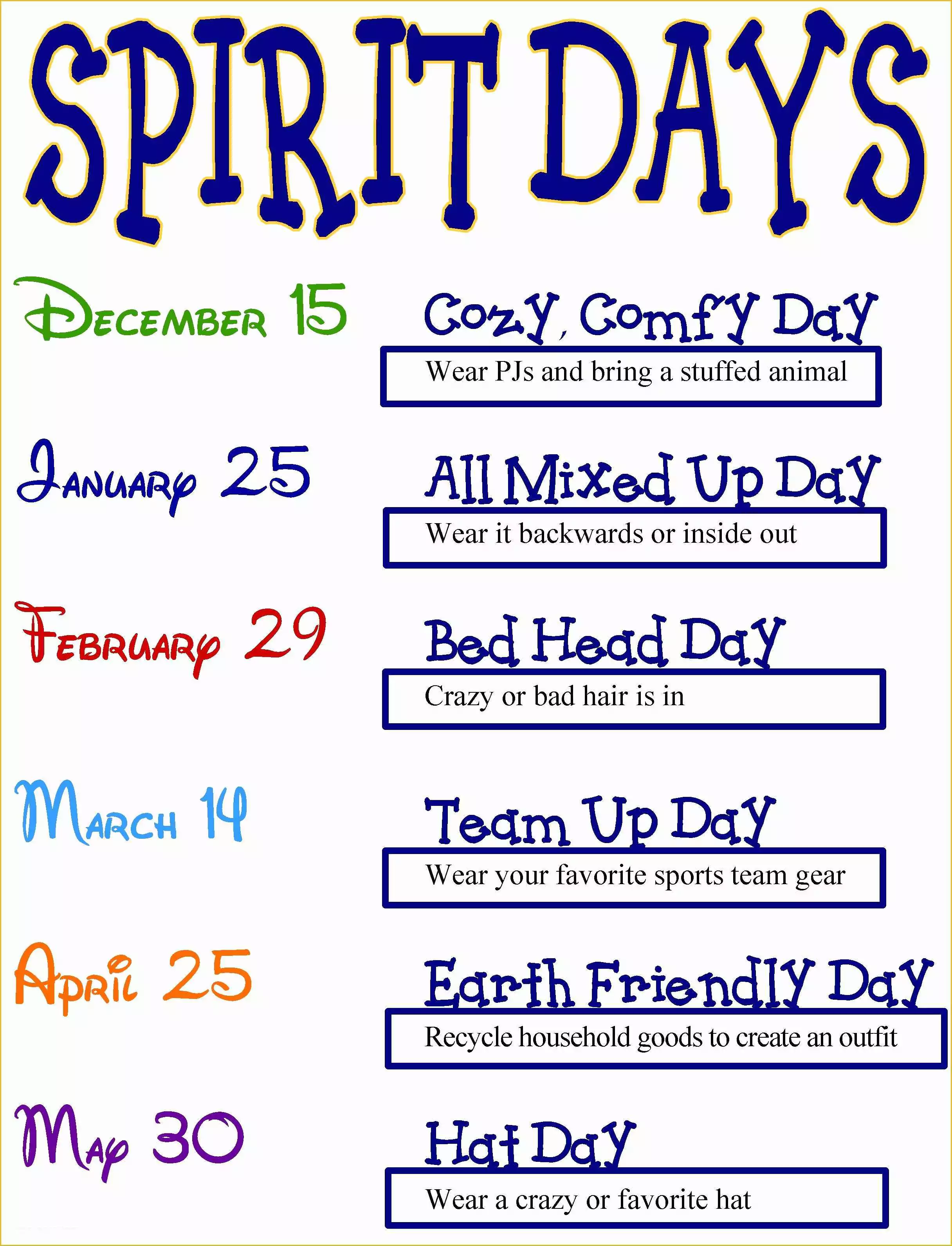 Spirit Week Templates Free