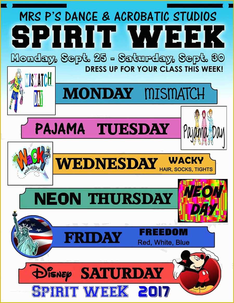 Free Spirit Week Flyer Template