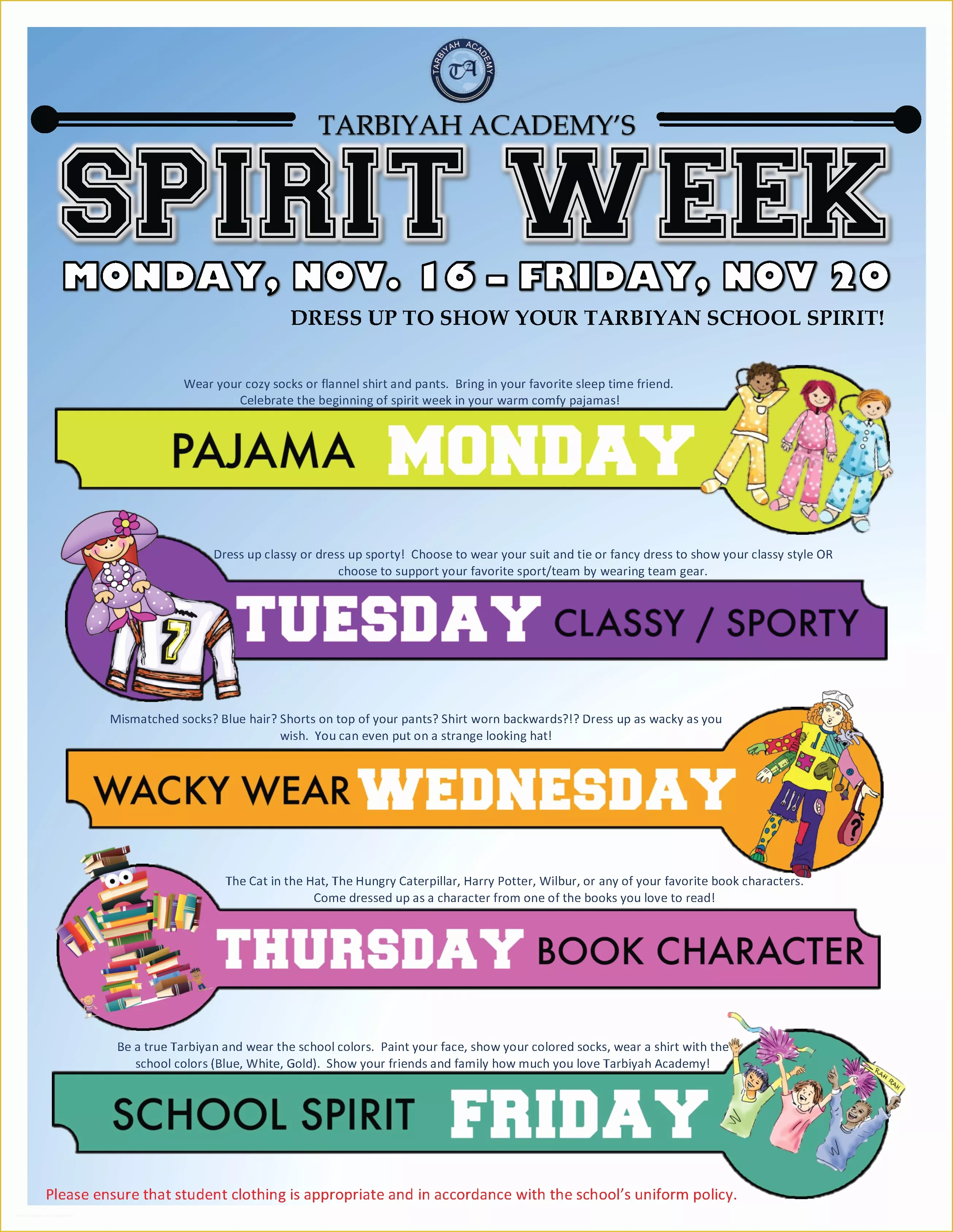 Free Spirit Week Flyer Template Of Up Ing events – Tarbiyah Academy