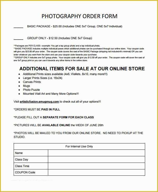 Free Sports Photography order form Template Of 28 order forms In Pdf