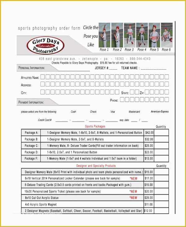 Free Sports Photography order form Template Of 36 Free order forms