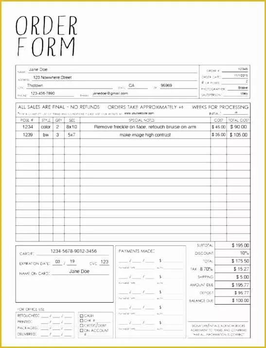 Free Sports Photography order form Template Of 6 Free Graphy order form Template Otiuw