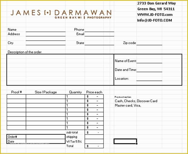 Free Sports Photography order form Template Of James Darmawan Graphy