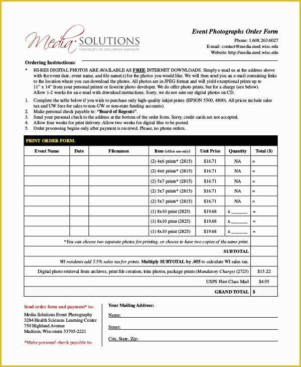 Free Sports Photography order form Template Of Sample event order form 10 Free Documents In Word Pdf