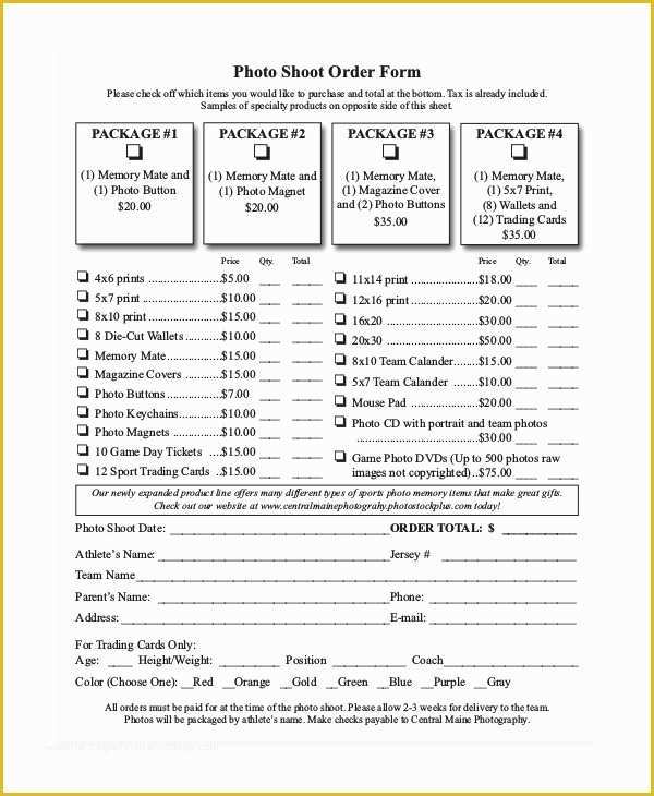 Free Sports Photography order form Template Of Sample Graphy order form 10 Examples In Word Pdf