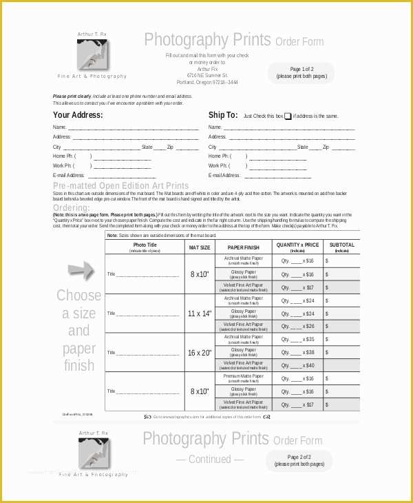 Free Sports Photography order form Template Of Sample Graphy order form 10 Examples In Word Pdf