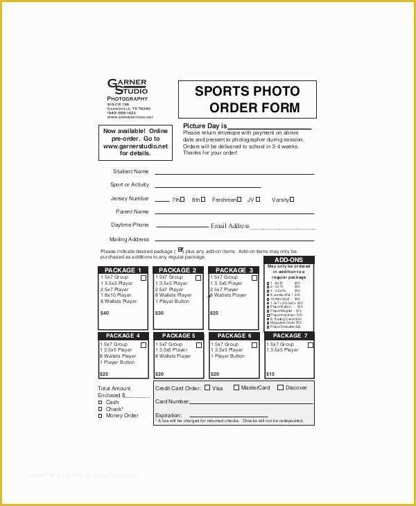 Free Sports Photography order form Template Of Sample Graphy order form 10 Examples In Word Pdf